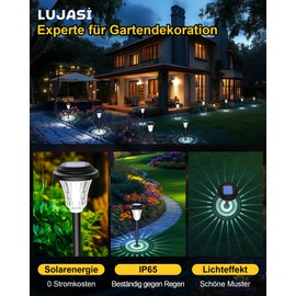 LuJasi Solar Lights for Outdoor Garden Pack of 14 Solar Lights Garden IP65 Waterproof with Beautiful Projections for Outdoors, Patio, Lawn, Garden, Yard, Paths