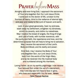 Prayer Before Mass, Prayer After Mass, Prayer Card, 4x6 inches, LAMINATED 3-pack