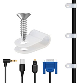 Antrader R-Type Cable Clamp 1/4 Inch White Nylon Cable Organizer Clips for Wire Management Pack of 200 with Screws