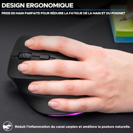 Bluestork - Ergonomische Vertikale Kabellose Maus 800-2400dpi 6 Tasten RGB - Maus Ergonomisch - Ergonomische Maus Kabellos - Vorbeugung Gegen Mausarm (rsi Syndrom) - Pc & Mac - für Linkshänder - 2024