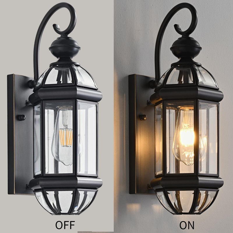 Milaii Outdoor Light Fixture 17" Copper Exterior Wall Lights Black