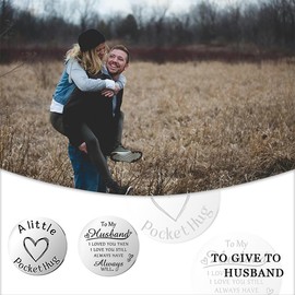 Sudaporn Anniverary Wedding Gifts for My Husband I Love You Gift for Men Male Finace Boyfriend Pocket Hug Token for Husband Birthday Christmas Long Distance Gifts for Him from Wife Girlfriend
