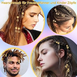 Pack of 60 Gold Hair Accessories for Braids, 3 Different Styles Hair Accessories, Pirate, Adjustable Hair Accessories, Reusable Hair Accessories, for Women Men Braids Decoration (Gold-1)