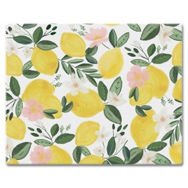 CounterArt Lemons on the Vine 3mm Tempered Glass Cutting Board Manufactured in the USA Serving Board Charcuterie Board 12" x 15"