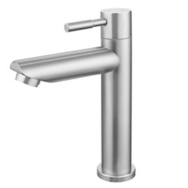 LOVHAUS Cold Water Tap Guest Toilet, Tap Cold Water for Small Sinks, Stainless Steel Cold Water Tap with 60 cm Hose, Spout Height 110 mm, Cold Water Fittings for Bathroom and Hand Washbasin