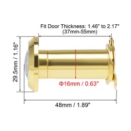 uxcell Door View, Solid Brass 220-degree Door Viewer Peephole with Cover for 1-1/2 to 2-1/4 Inch Thick Doors, Polished Gold Finish