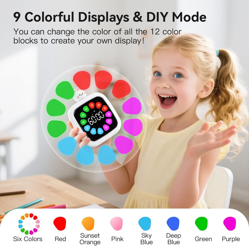 Yunbaoit Digital Visual Timer for Kids, Rechargeable 99-Minute Silent Countdown