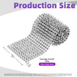 Swpeet 2 Yards Silver Sew Stitch On Spike Stud Set, Cone Tree Spike Stud Rivets Flatback Punk Rock Trim Bead, Decor Punk Rock Trim Mesh Rivets Studs Beads for Punk Style Clothing DIY Craft Decoration