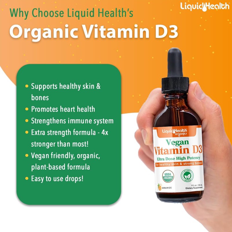 LIQUIDHEALTH Vitamin D3 5000 IU, USDA Organic Vitamin D Liquid