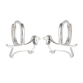 Dachshund Dog Small Hoop Earrings Cartilage Cuffs 925 Sterling Silver Pin Post Tiny Puppy Animal Pet Geometric Huggie Hoops Earring Cute Hypoallergenic Jewelry Christmas Birthday Gifts for Women Daughter