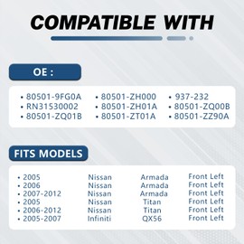 KELOKE Door Lock Latch Actuator Assembly Compatible with Nissan Armada Titan 2005-2012, Compatible with Infiniti QX56 2005-2007 Front Left Driver Side Replaces# 80501-9FG0A 80501-ZH000