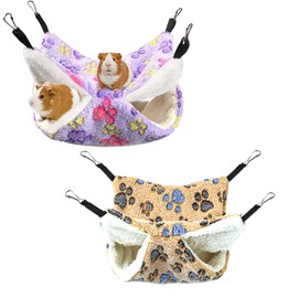 YQkangzhu 2Pcs Rat Hammocks for Cage, 2 Layer Ferret Rat Hammock, Guinea Pig Hammock, Hamster Bed Mat, Pet Hammock for Cage Accessories, Chinchilla Hanging House, Playing Sleeping Small Animal Beds
