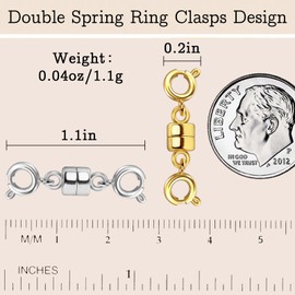 OHINGLT Double Magnetic Necklace Clasps and Closures, Gold and Silver Plated Jewelry Clasps Converters for Bracelet Necklaces Chain (01)