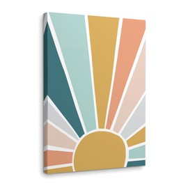 WODMIS Boho Sun Sunshine Colorful Wall Art Framed Canvas Decor,16×24 Inch,Colorful Wall Decor,Boho Classroom Decor,Boho Wall Art Framed,Boho Sun Art Nursery Room Office Decoration Prints