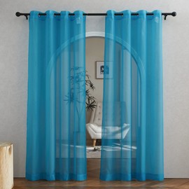 NICETOWN - 2 cortinas translúcidas, con ojales, informales, de gasa, filtrantes de luz, elegantes, para recámara, habitación infantil y sala de estar, verde azulado, 137 cm de ancho x 213 cm de largo