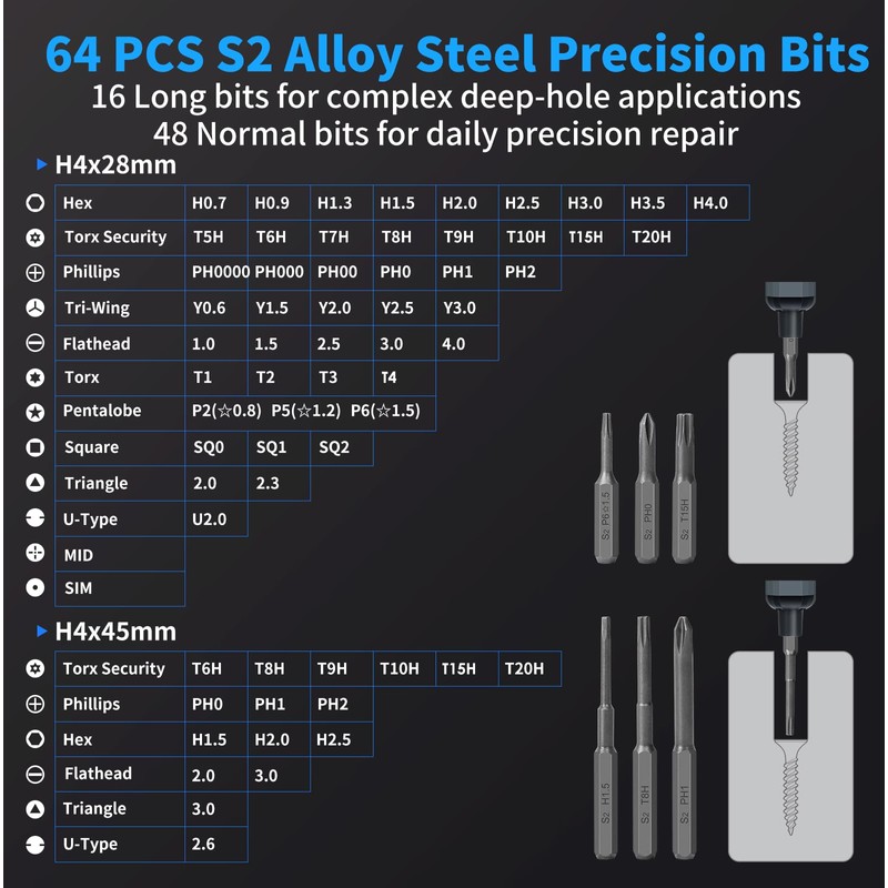 STREBITO Mini Electric Screwdriver Set, 70-in-1 Max Precision Electric Screwdriver