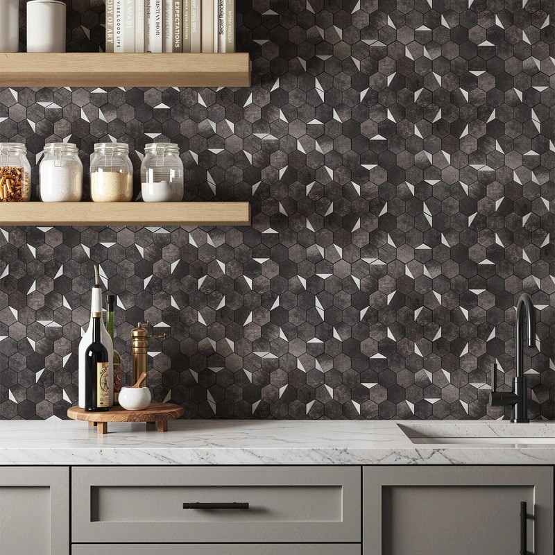 Bainley 10-Sheets Hexagon Peel and Stick Backsplash Tile, Stick on