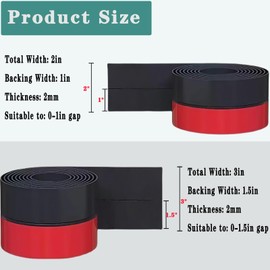 WEZKYLCG Weather Stripping Door Seal, Silicone Door Sweep Draft Stopper, Strong Adhesion Insulation Seal Strip, Draft Seal Tape for Doors Bottom, Sliding, Garage (Black, 2 Inch (W) x 20 Ft (L))