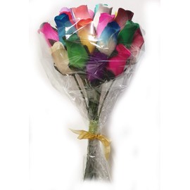 Homestreet Everlasting Flower Bouquet, 2 Dozen Wooden Roses in a choice of colours, Instant Floral Gift (Various)
