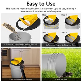 LIOOBO Rat Bucket Lid: 5 Gallon Bucket Mouse Lid, Mouse Catching, Rat Slip and Trip Bucket Lid, Bucket Lid for Mouse Rat Catch 1Pc Without Bucket