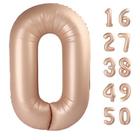 40 Inch Caramel Balloon Number 0 Balloon, Jumbo Mylar Foil Helium Balloon for 10 20 30 40 50 60 70 80 90 100 2025 Birthday Digital Balloons for Birthday Party,Wedding Anniversary Party Decorations