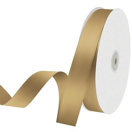 Quhora 1" x 100 Yards Satin Ribbon - Champagne Gold Silk Ribbon with Spool - Ideal for Gift Wrapping, Floral Bouquets, Crafts, Wedding Party Decorations, Christmas and Sewing Projects