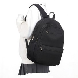 WEPOET Lightweight School Backpack for Women Men, Multi Pocket Backpack for College Students, Waterproof Middle School Bags, Simple Bookbag for Teens Girls Boys, Black