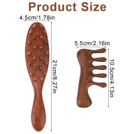 2pcs Loc Combs for Dreads, Wooden Scalp Massager Combs Wide Tooth Hair Brushes Practical Portable Massage Tools for Dreadlock Sisterlocks Microlocs Hair Growth