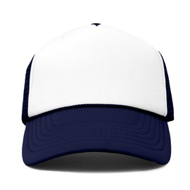 DALIX Youth Trucker Hat Mesh Adjustable Blank Cap Snapback in Navy Blue and White
