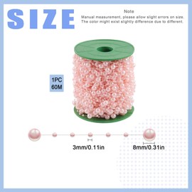 Glarks 1 Roll 200Feet Pink Pearl Beads Garland 0.11 and 0.31 Inch Grinding Pearl Wire Beads Faux Pearl Beads String Roll Bulk Pearl Bead Roll Pearl String for Wedding Party Decoration Bridal Bouquet