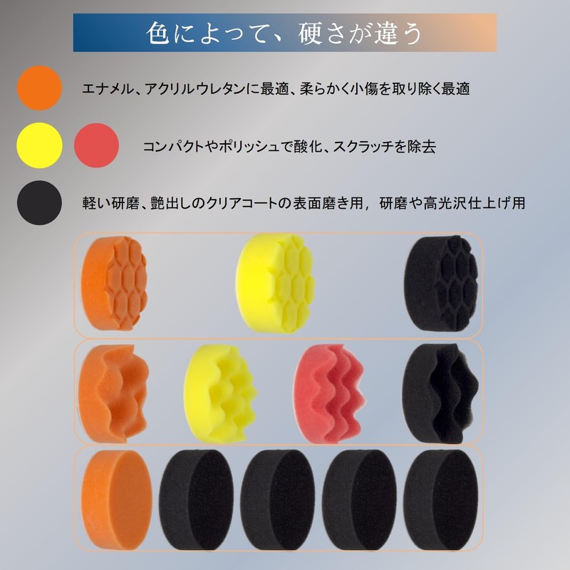 MYFEELGAGA Sponge Buff 3.1 inches (80 mm) Set of 12