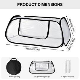 Garden Covers for Raised Beds, Pop up Garden Rows Plants Cover, Vegetable Mesh Plant Protector 45" x 18" x 20" Crop Cage for Protecting Seedlings Fruits Against Birds, Animals, with 4 Stakes