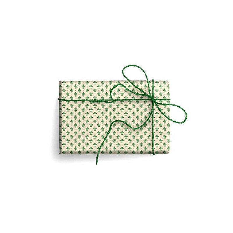 Green Fleur-de-lis Italian Wrapping Paper, Folded