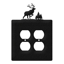 SWEN Products Elk Wall Plate Cover (Double Outlet, Black)