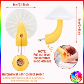 Mudder 2 Pack Sensor LED Mushroom Night Light Plug in Smart Lamp Mini Mushroom Night Lights LED Night Lamp Color Changing for Adults Kids (7-Color Discoloration)