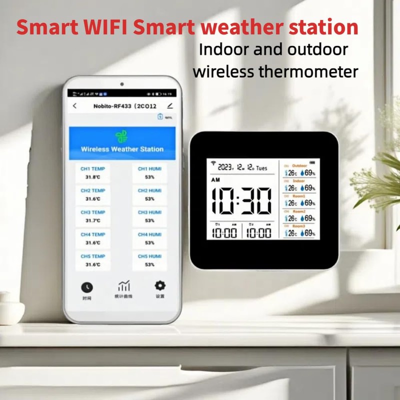 Weather Stations Wireless Indoor Outdoor Thermometer & Smart WiFi with