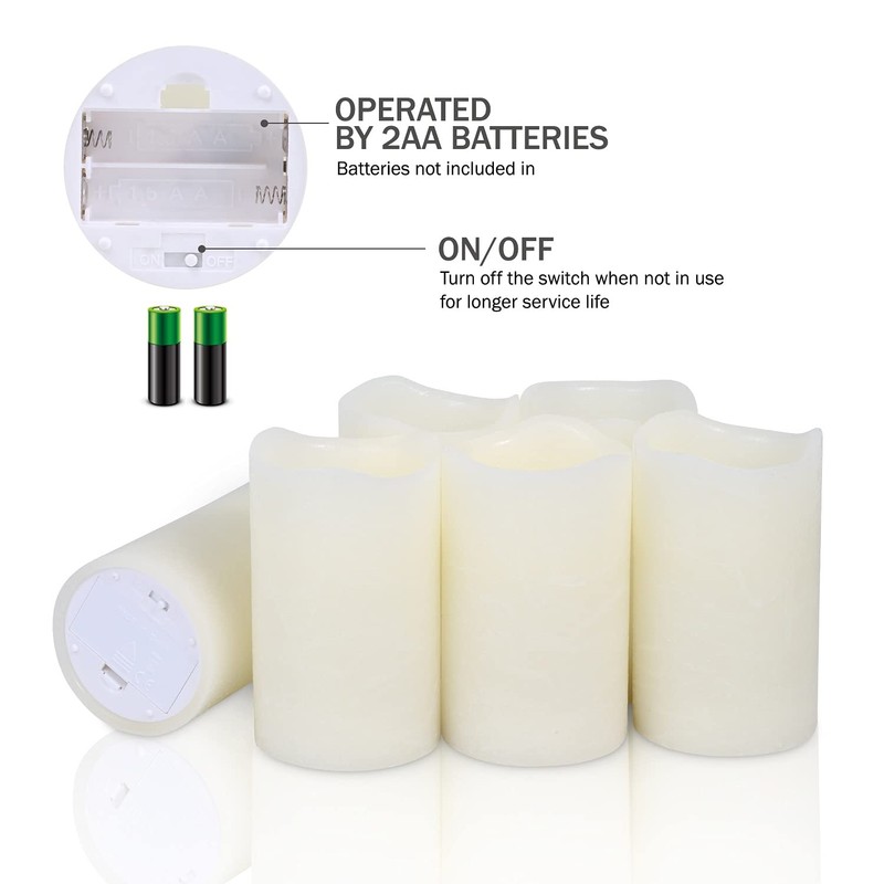 H-BLOSSOM Flickering Flameless Candles Battery Operated Real Wax Pillar Candles