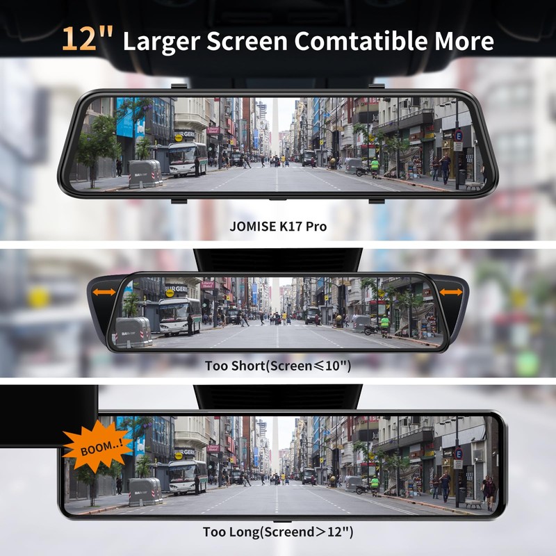 2.5K Mirror Dash Cam with Carplay Mirror & Android Auto,