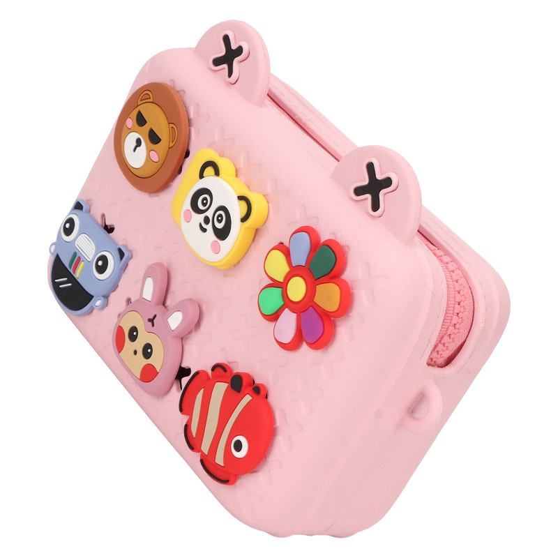 Kids Single Shoulder Camera Bag DIY Cartoon Decors Shock Absorbing