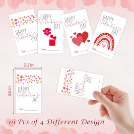 Happy Valentine's Sticker Set - 40 Pcs Minimalist Self-Adhesive Label for Valentine Gift Wrapping, 4 Different Designs Gift Tag for Goodie Bags, Party Supplies & Decor -A04