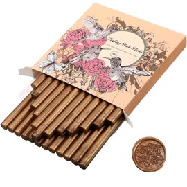 24 Bastoncini di Ceralacca per Pistola a Colla per Sigillo di Cera, Mini Busta Cera per Pistola a Colla per Inviti di Nozze, Buste Biglietti, Posta di Lumaca, Pacchetti di Vino (Bronzo)
