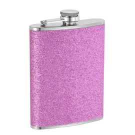 uxcell Hip Flask for Liquor 8oz 230ml Stainless Steel Leak Proof Drinking Flask for Camping Hiking Outdoor Activity, Bling Purple