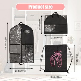 Dance Costume Garment Bag for Dancers with Backpack Storage Bag,40 inch Kids Garment Bag for Dance Competitions with Pockets for Dance Costumes,Cheer Uniform Garment Bags for Hanging Clothes Travel