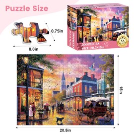 500 Pieces Carriage Puzzles for Adults, Evening Street Puzzle for Adults Children Seniors, Retro Style Puzzle 500 Pieces, Gift for Birthday, Home Decor, Fun for Family Entertainment(20.5 * 15 in)