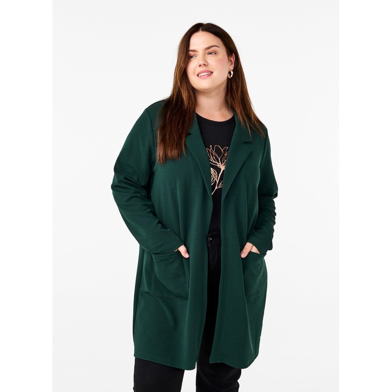 Zizzi Flash by Women's Large Sizes Long Blazer Pockets Size,