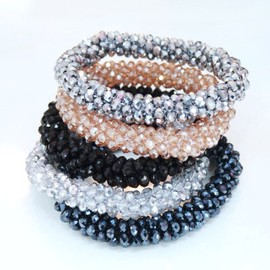 Crystal Cluster Bracelet and Ponytail Holder / Hair Tie / Hair Band 4 Colors