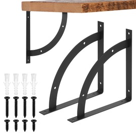 2 Pcs Heavy Duty Shelf Brackets Heavy Duty, Black Brackets for Shelves Brackets Wall Mounted, 90 Degree Right Angle Triangle Self Brackets for Shelving Radiator Greenhouse Shelf Brackets, 7x7