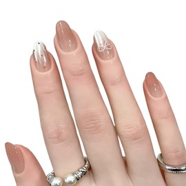 YINKE Nail Tips, Set of 30, Cute Nail Supplies, Nail Tips, Simple and Stylish, Polka Dot, Glossy, False Nails, Coming-of-age Ceremonies, School Entrance Ceremonies, Graduations, Weddings, Parties