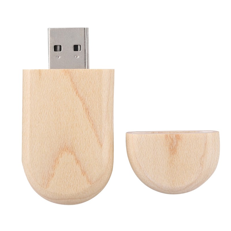 Oval Maple Wooden Shell USB 3.0 Flash Memory Drive Storage