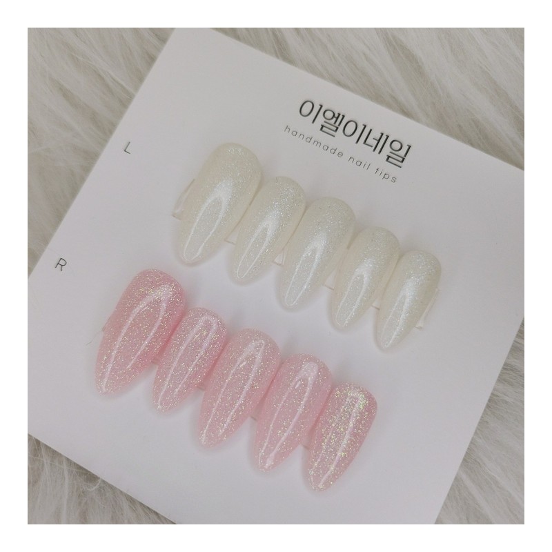 Soft glow-in-the-dark nail handmade nail tip - Coffin / 여리한